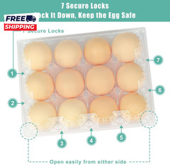100 Packs Egg Cartons Cheap Bulk Plastic for 12 Eggs Clear Egg Cartons 3* 4 Grid