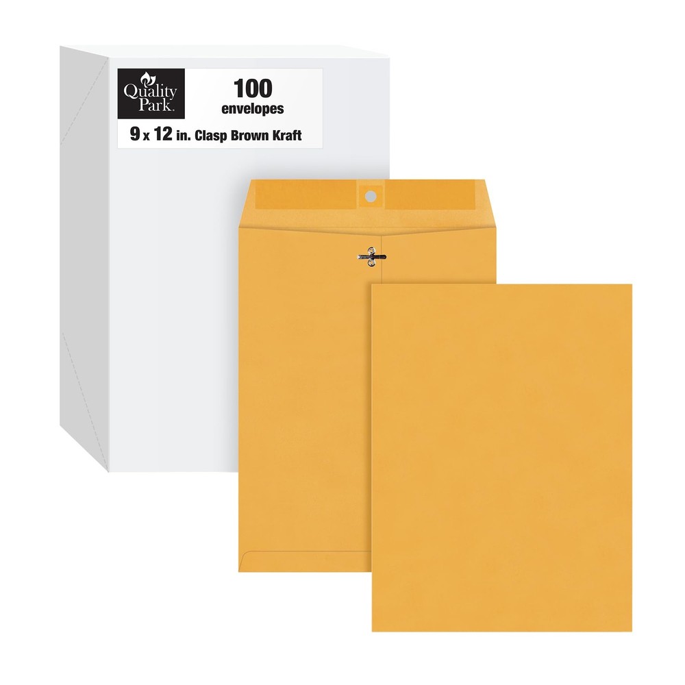 Quality Park 9 x 12 Clasp Envelopes with Deeply Gummed Flaps, Great for Filin…