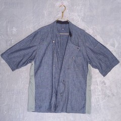 TILIT NYC Sashiko Stitch Blue Chef’s Coat Size 2XL Breathable Hidden Snap Front