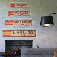 PALMA DE MALLORCA SPAIN Vintage Street Sign Spaniard flag city country rustic