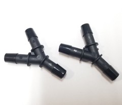 (2) Two 3/8″ Nylon Wye Y 3-Way Barb Black Tube Connector Fittings
