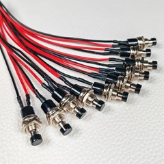 3V-6V-12V-24V-230V/1A 10pcs 7mm Black Prewired Mini Momentary Push Button,SPST