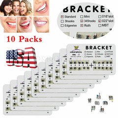 Dental Ortho Brackets Braces Mini/Standard MBT/Roth 022/018 Hooks 345
