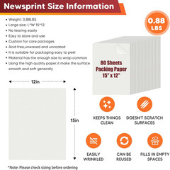 15″ X 12″ Packing Paper Sheets for Moving Supplies, 80 Sheets Newsprint Paper fo