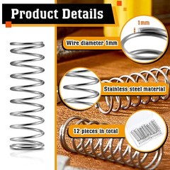 304 Stainless Steel Compression Spring Wire Dia 4mm, L 20-100mm, OD 20-60mm