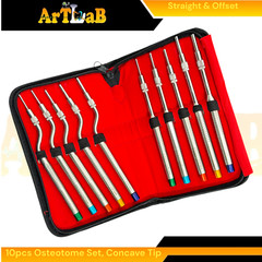 10 Count | Implant Chisel Bone Osteotomes, 2.6mm to 5mm Diameter, Premium