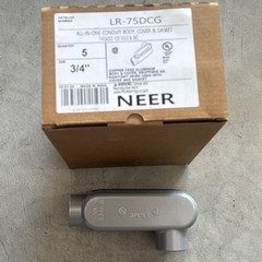 BOX OF 5 NEER LR-75DCG 3/4″ ALL-IN-ONE CONDUIT BODY WITH COVER & GASKET