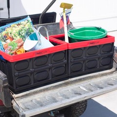 Greenmade InstaCrate 12 gal Black/Red Folding Crate Stackable (4-pack)