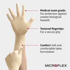 Ansell Microflex Disposable Latex Gloves XL, Natural, Box of 100