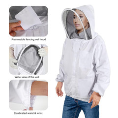 Polycotton Beekeeping Jacket with Veil Hood for Men and Women, XL