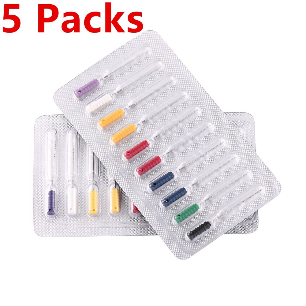 5 Packs Dental Broaches Barbed Endo Needles Files Endo Root Canal 25mm 20-60#