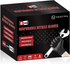 8 Mil Heavy Duty Disposable Nitrile Gloves with Diamond Texture Grip Rubber Glov