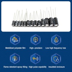 120pcs Electrolytic Capacitors Kit Assorted 12 Values 1UF-470UF 16V 25V 50V US
