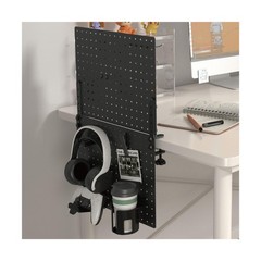 HUHOLE Clamp On Desk Pegboard 32″ x 12″ (Complete Kit)-No Drill Metal Desktop…