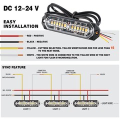 PKINGLAKE 8-Pcs Purple/Amber LED Funeral Escort Emergency Strobe Grille Lights
