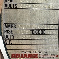 Reliance Duty Master P56E301N-EM AC Motor 3/4 HP 3 Phase 208-220/440V Type R ✅