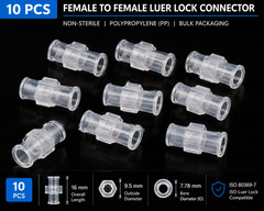 10-100 Pcs Luer Lock Connector Syringe Adapter Kit Female Luers, Natural