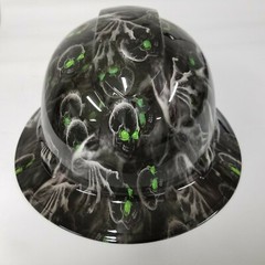 NEW FULL BRIM Hard Hat custom hydro dipped GREEN EYED CREEPER SKULL EVIL