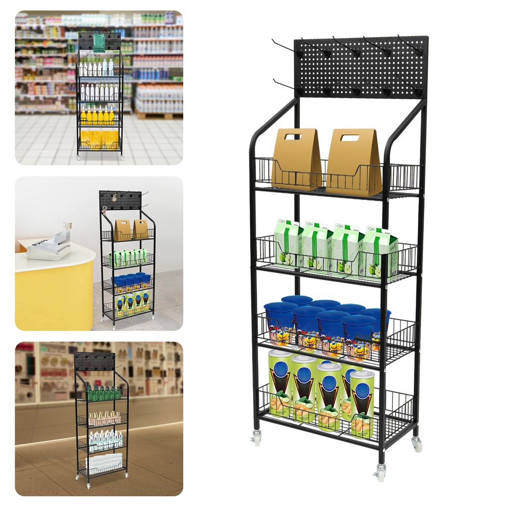 4 Tier Retail Snack Candy Display Rack Stand Basket Holder Display Organizer