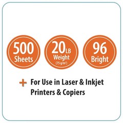 Multipurpose Bright Paper, 8.5″ X 11″, 96 Bright, White, 20 Lb., 1 Rea