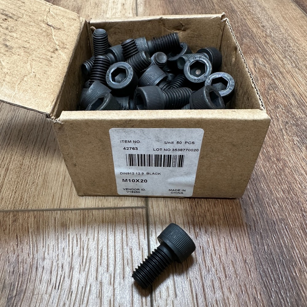 (50) M10 x 20mm Black Oxide Socket Cap Screws 12.9 High Tensile Allen Bolts 10mm