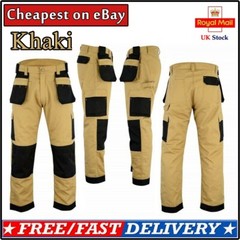 Men’s Cargo Trousers Work trouser knee pad pocket Black Grey Khaki Heavy duty