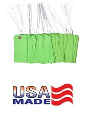 Gitway 100 of 4 3/4″ x 2 3/8″ Size 5 Green Cardstock Hang Tags with Wire 13 Pt