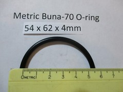 54mm ID x 62mm OD x 4mm thick O-ring. Buna-70. Quan 1.