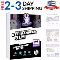 DTF Transfer Film – A4 8.5”x11”50 Sheets Matte Double Sided DTF Film PET Tra…