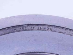 5 3/4 12 UN 3A THREAD RING GAGE 5.75 5.750 5.7500 GO ONLY P.D. = 5.6959 CHECK
