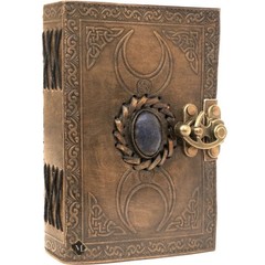 Handmade Coffee Leather Journal with Stone–5×7 Diary,200Pages|B1G1 Combo Set