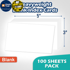 Blank Index Cards 3×5 Unlined Unruled Flash 3″ x 5″ (100 Count), White