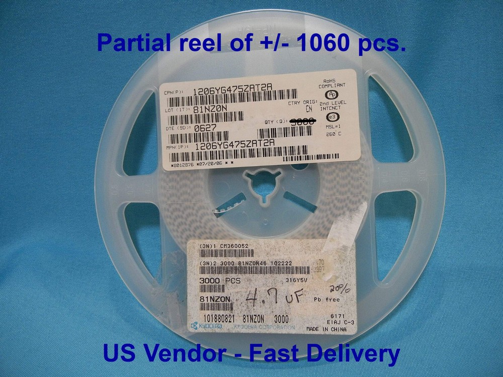 4.7uF 16V Ceramic Capacitor Y5V 1206 -20% +80% Kyocera 1206YG475ZAT2A +/-1060