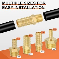 5 Pack Brass Hose Barb to Male Adapter, 4Mm Barb X M5X0.8Mm Male for Industrial