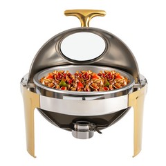 6.3qt Stainless Steel Roll Top Chafing Dish Buffet Set Electric Heating Plate ﻿
