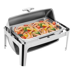 1 OR 3-compartment Roll Top Chafing Dish Buffet Set Pan Chafer Stainless Steel