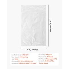 Uimoso 200 Pack Sandbags 16″ x 26″ with 50lb Capacity Heavy Duty Sand Bags