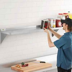 12″W x 120″L Stainless Steel Heavy Duty Kitchen Overshelf Solid Wall Mount Shelf