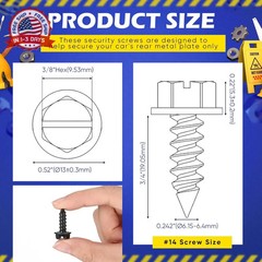 Tandefio 100 Pcs License Plate Screws #14 x 3/4″ Slotted Hex Head Carbon Steel L
