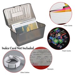 BTSKY 1 Pack 4 x 6 inch Index Card Box-Index 4X6 Inch-1 Pack, Grey