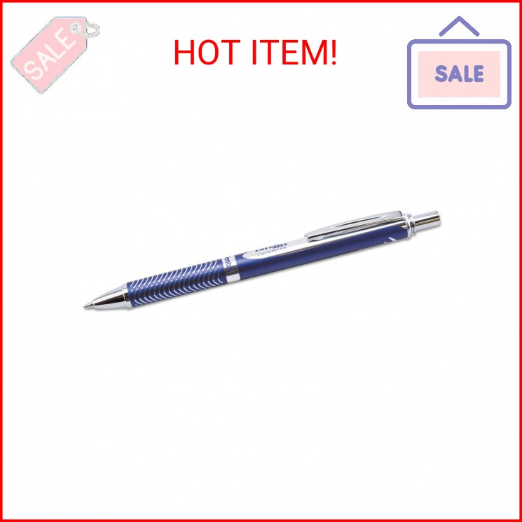 PENTEL EnerGel Alloy RT Retractable Liquid Gel Pen.7mm, Blue Barrel, Black Ink (