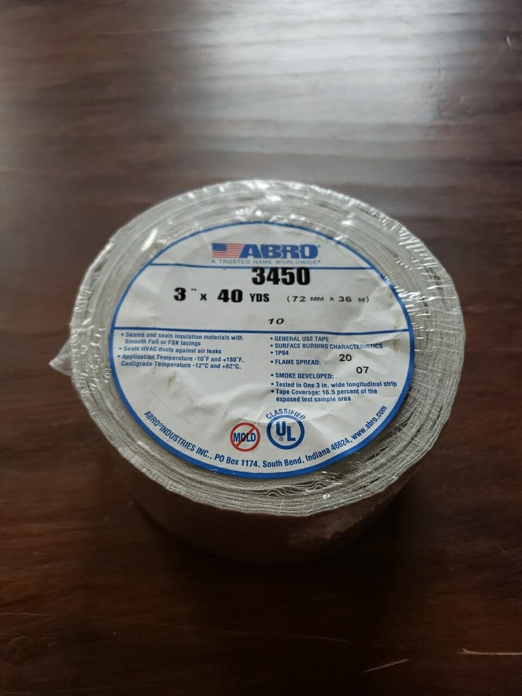 ABRO 3″ x 40 yards General purpose foil Tape seals HVAC ducts
