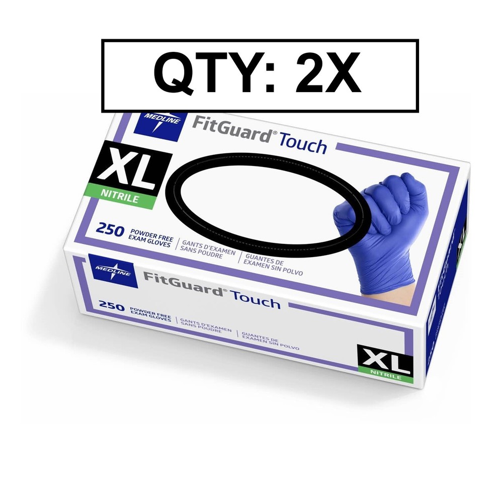 *DIRECT* Medline FitGuard Nitrile Exam Gloves, Size XLarg, Count – 250 QTY 2 BOX