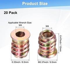 M METERXITY 20pc M4x12mm Threaded Inserts Gold