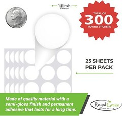 Royal Green Circle Dot Stickers 1.5 Inch (38mm) Color-Coding Labels 300 Pack