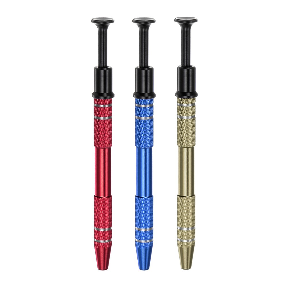 3pcs 4-Claw Piercing Ball Grabber Jeweler’s Pick Up Tool, Blue/Red/Brown