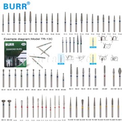 100 Types Dental FG Diamond Burs For High Speed Handpiece Friction Grip 50pcs