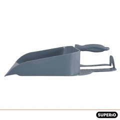 Superio Heavy-Duty Durable Plastic Step Dustpan for Indoor and Outdoor Use, Grey