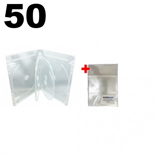 50 PREMIUM STANDARD Clear Blu-Ray 6 Disc Cases 14mm & 100 OPP Bags