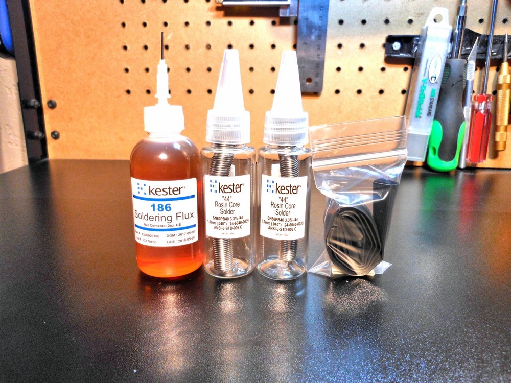Kester #44 Rosin Solder & Kester 186 RMA Flux, Heat Shrink 3mm,6mm,1/2in Pro Kit